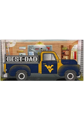 West Virginia Mountaineers Best Dad Truck Sign - Blue