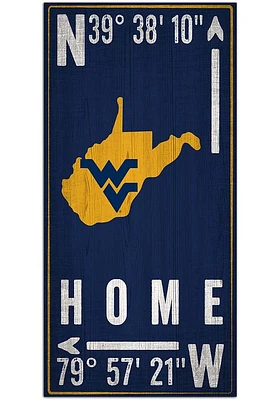 West Virginia Mountaineers Coordinate Sign - Blue