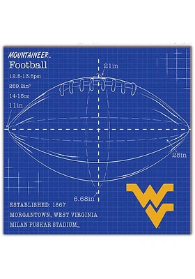 West Virginia Mountaineers Ball Blueprint Sign - Blue