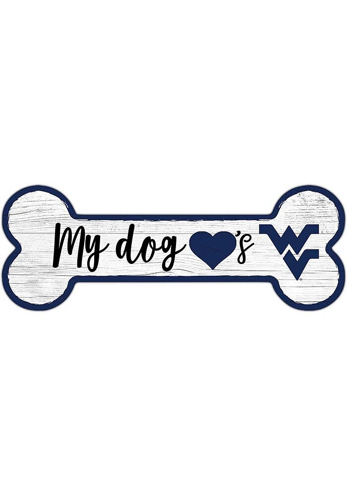 West Virginia Mountaineers Dog Bone 6x12 Sign - Blue