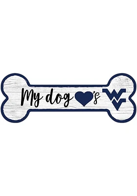West Virginia Mountaineers Dog Bone 6x12 Sign - Blue