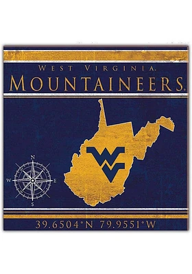 West Virginia Mountaineers Coordinates Sign - Blue
