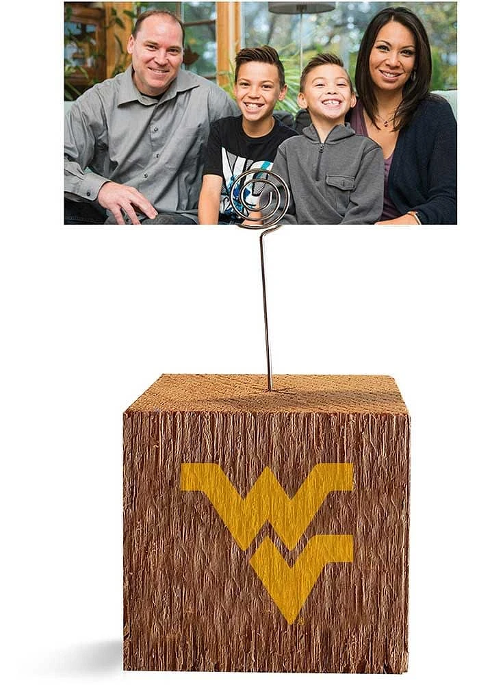 West Virginia Mountaineers Block Spiral Photo Holder Blue Desk Accessory