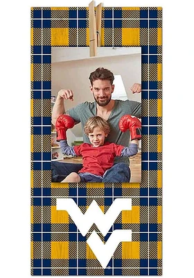 West Virginia Mountaineers Plaid Clothespin Sign - Blue