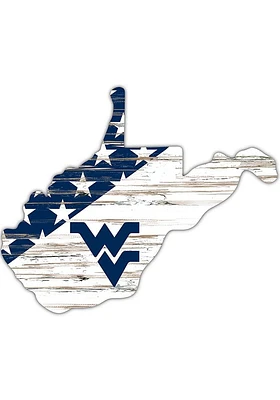 West Virginia Mountaineers 12 Inch USA State Cutout Sign - Blue