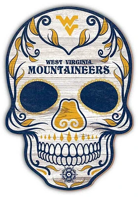 West Virginia Mountaineers 12 Inch Sugar Skull Sign - Blue