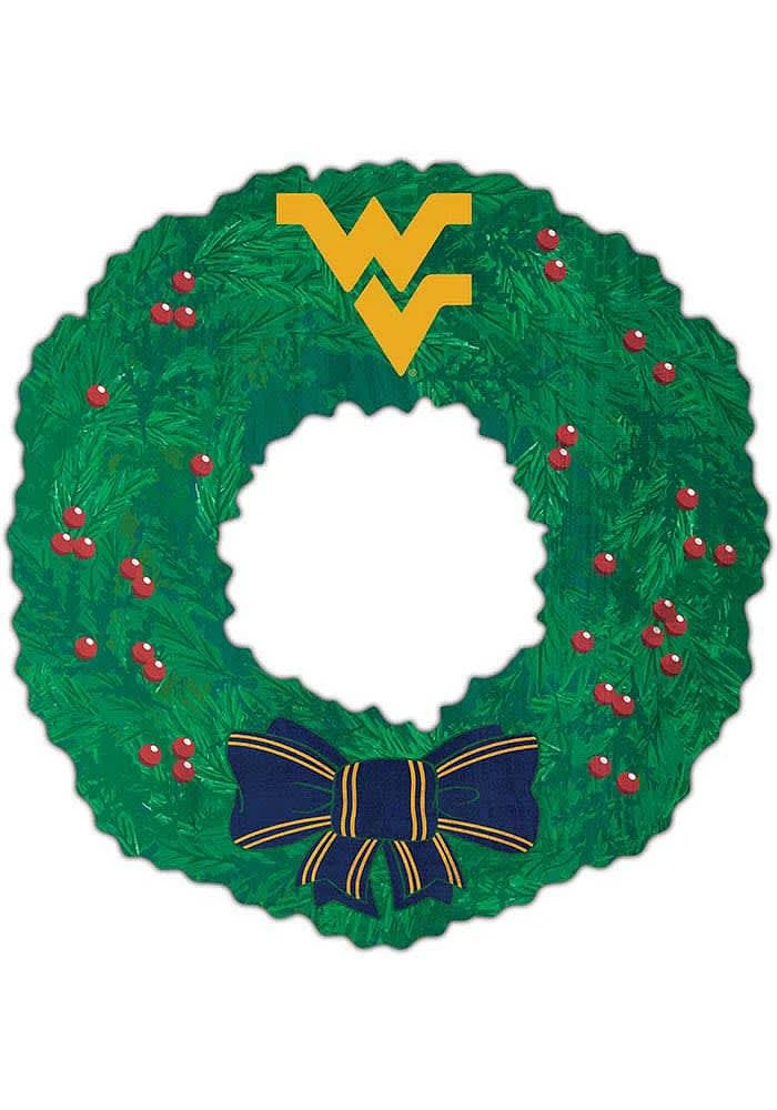 West Virginia Mountaineers Team Wreath 16 Inch Sign - Blue