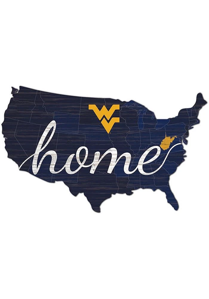 West Virginia Mountaineers USA Shape Cutout Sign - Blue