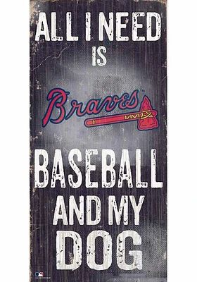Atlanta Braves Baseball and My Dog Sign - Blue