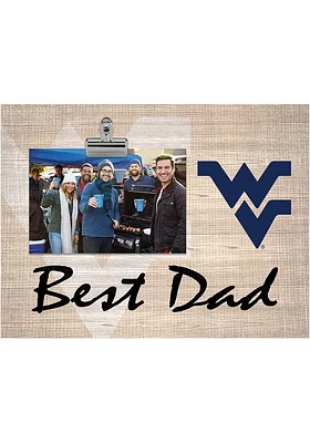 West Virginia Mountaineers Best Dad Burlap Clip Picture Frame - Blue