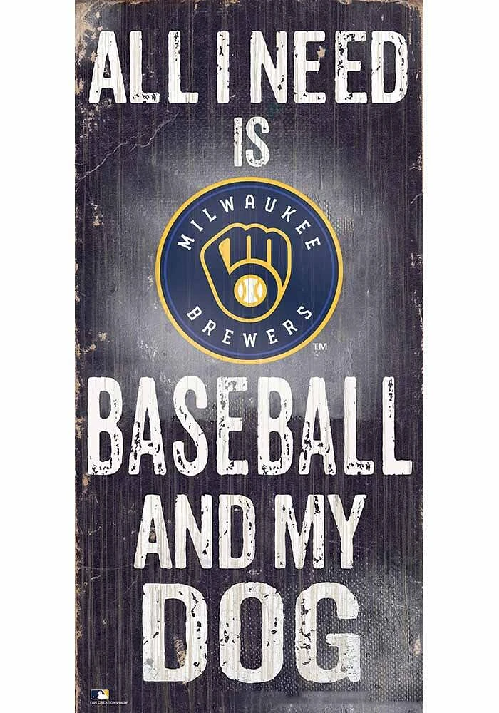 Milwaukee Brewers Baseball and My Dog Sign - Navy Blue