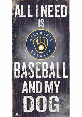 Milwaukee Brewers Baseball and My Dog Sign - Navy Blue