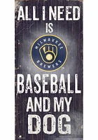 Milwaukee Brewers Baseball and My Dog Sign - Navy Blue