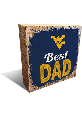 West Virginia Mountaineers Best Dad Block Sign - Blue