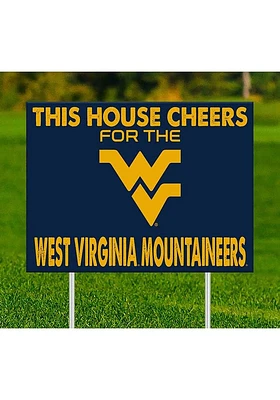 West Virginia Mountaineers This House Cheers For Yard Sign - Blue