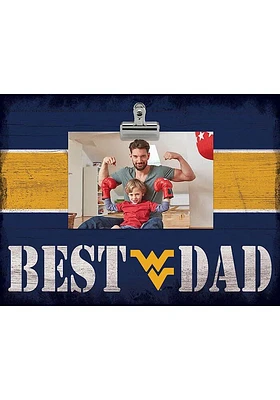 West Virginia Mountaineers Best Dad Striped Clip Picture Frame - Blue