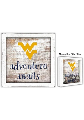 West Virginia Mountaineers Adventure Awaits Box Sign - Blue