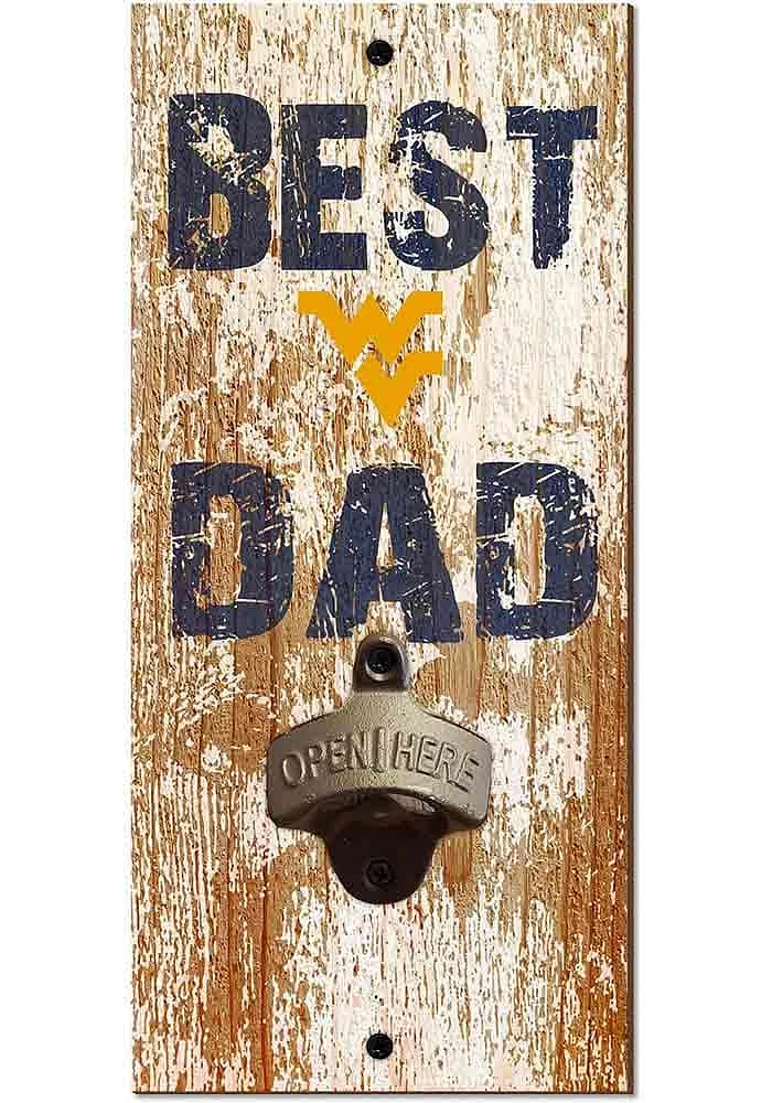 West Virginia Mountaineers Best Dad Bottle Opener Sign - Blue