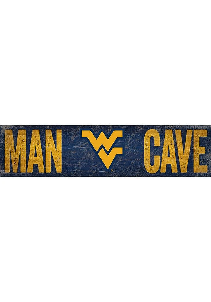 West Virginia Mountaineers Man Cave 6x24 Sign - Blue