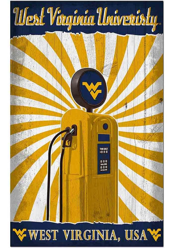 West Virginia Mountaineers Retro Pump Location Sign - Blue