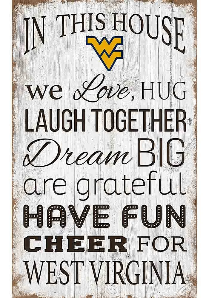 West Virginia Mountaineers In This House 11x19 Sign - Blue