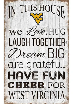 West Virginia Mountaineers In This House 11x19 Sign - Blue