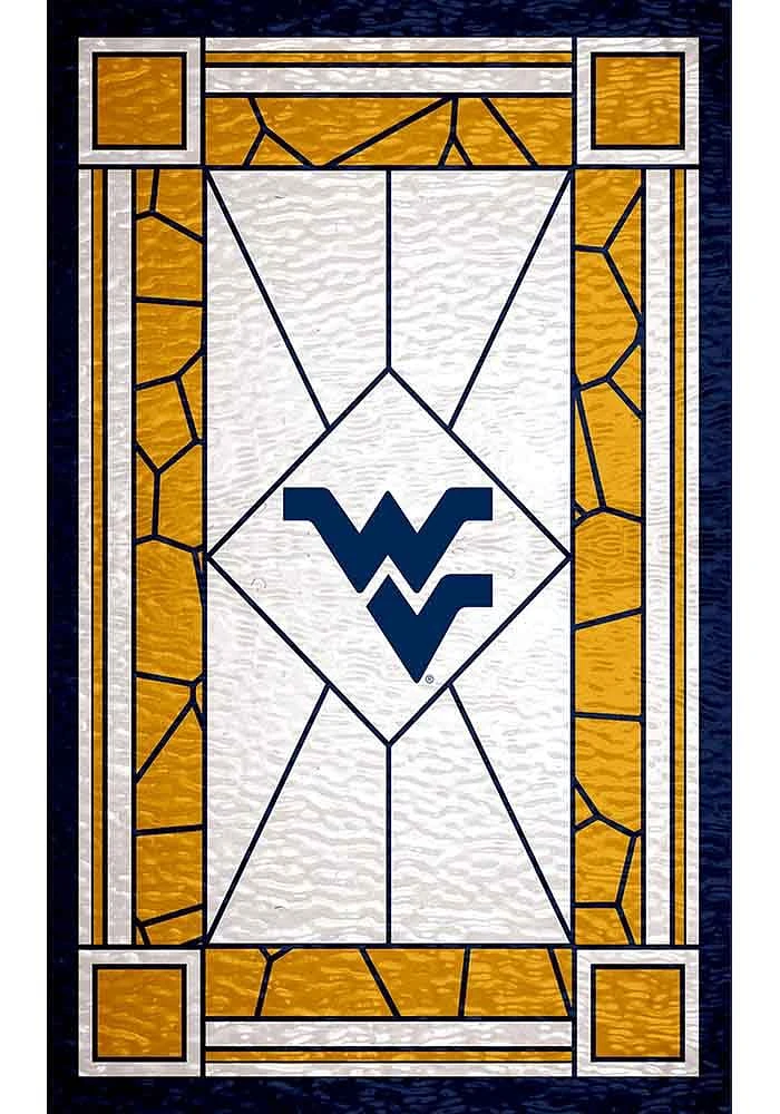 West Virginia Mountaineers Stained Glass Sign - Blue