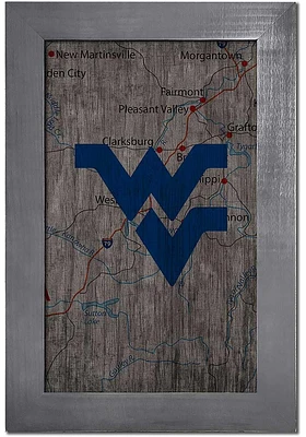 West Virginia Mountaineers City Map Sign - Blue