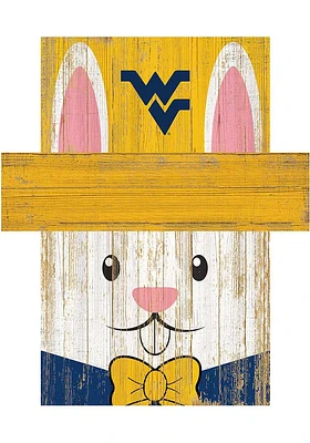 West Virginia Mountaineers Easter Bunny Head Sign - Blue