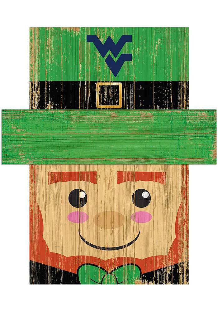 West Virginia Mountaineers Leprechaun Head Sign - Blue