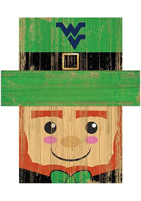 West Virginia Mountaineers Leprechaun Head Sign - Blue