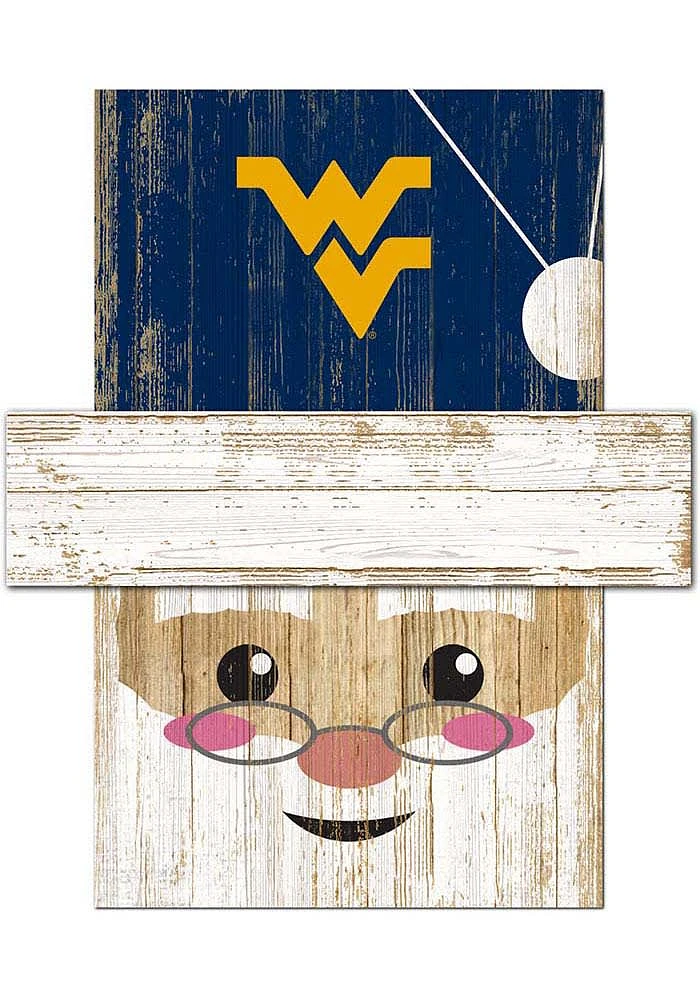 West Virginia Mountaineers Santa Head Sign - Blue