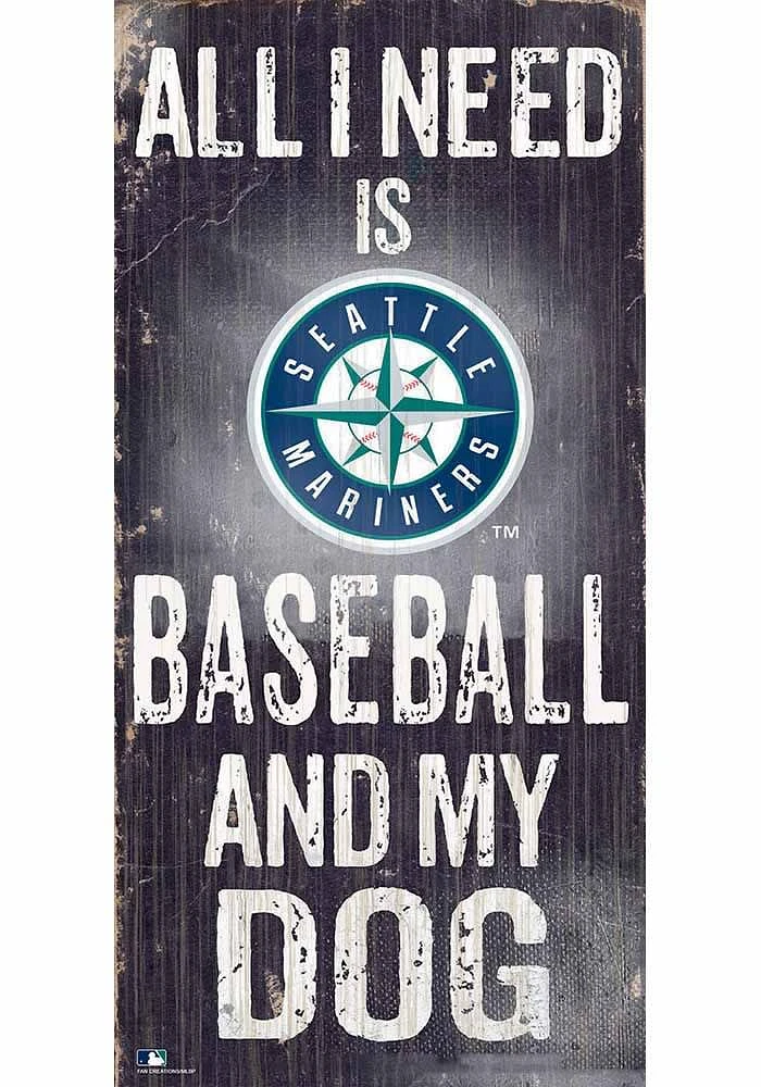 Seattle Mariners Baseball and My Dog Sign - Navy Blue