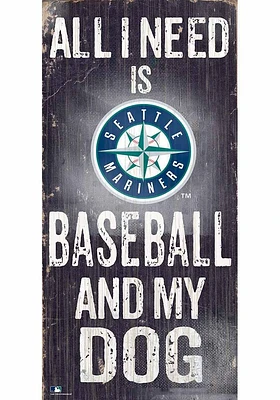 Seattle Mariners Baseball and My Dog Sign - Navy Blue