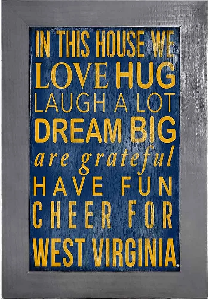West Virginia Mountaineers In This House Picture Frame - Blue