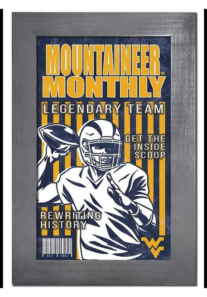 West Virginia Mountaineers 11x19 Framed Monthly Sign - Blue