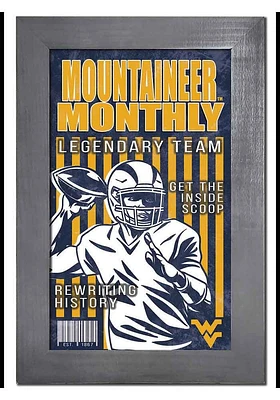 West Virginia Mountaineers 11x19 Framed Monthly Sign - Blue