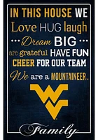 West Virginia Mountaineers In This House 17x26 Sign - Blue