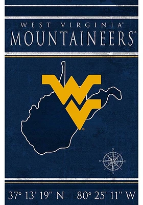 West Virginia Mountaineers Coordinates 17x26 Sign - Blue