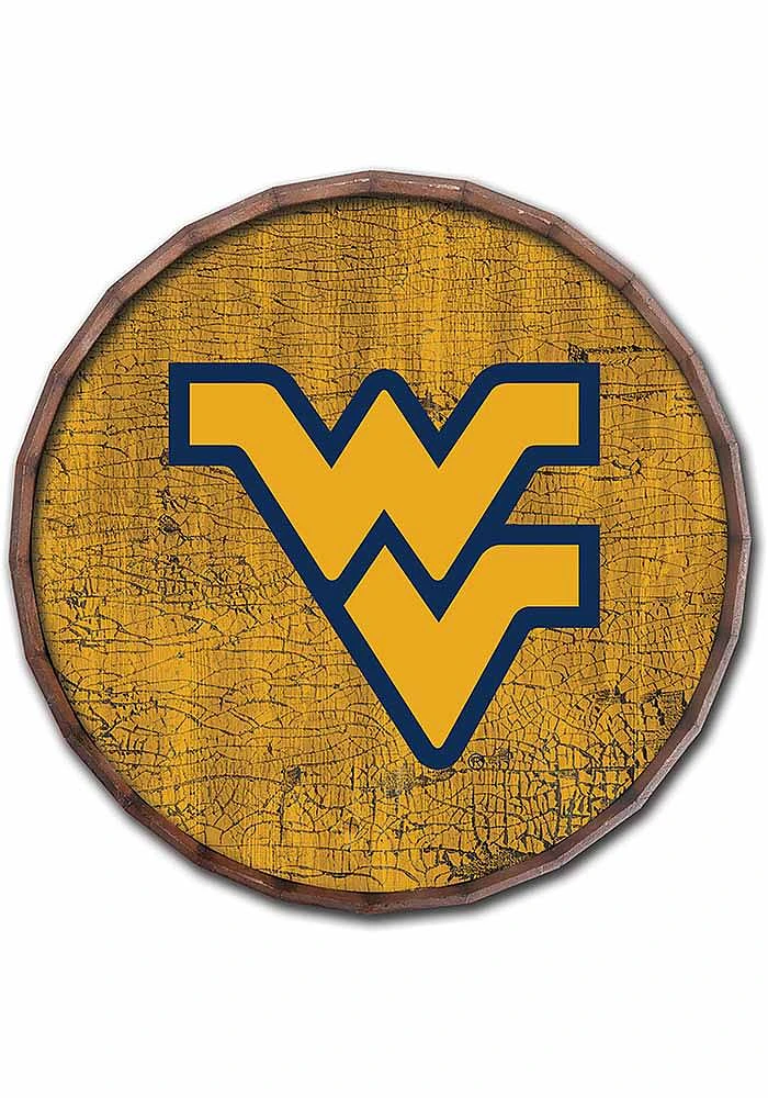 West Virginia Mountaineers Cracked Color 24 Inch Barrel Top Sign - Blue
