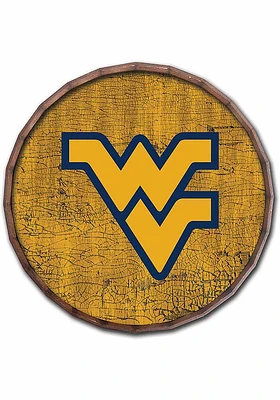 West Virginia Mountaineers Cracked Color 24 Inch Barrel Top Sign - Blue