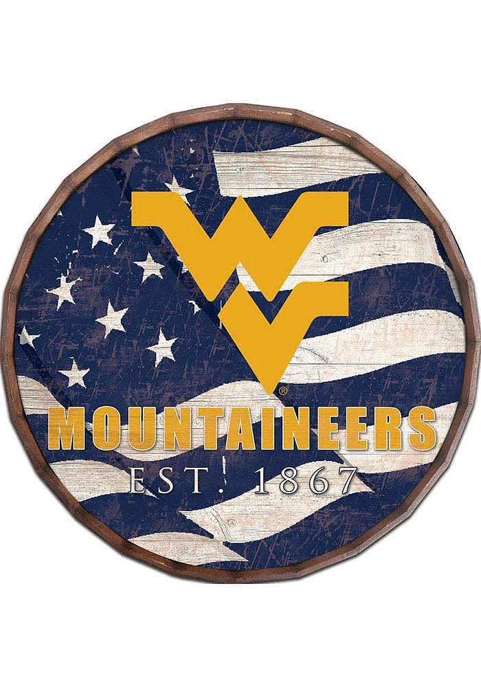 West Virginia Mountaineers Flag 24 Inch Barrel Top Sign - Blue