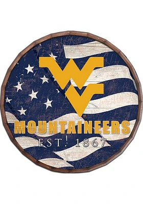 West Virginia Mountaineers Flag 24 Inch Barrel Top Sign - Blue