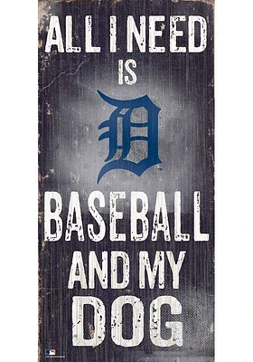 Detroit Tigers Baseball and My Dog Sign - Navy Blue
