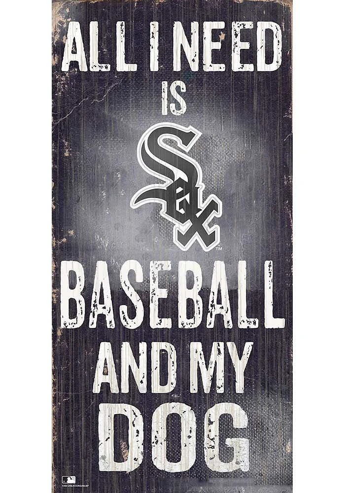 Chicago White Sox Baseball and My Dog Sign - Black