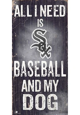 Chicago White Sox Baseball and My Dog Sign - Black