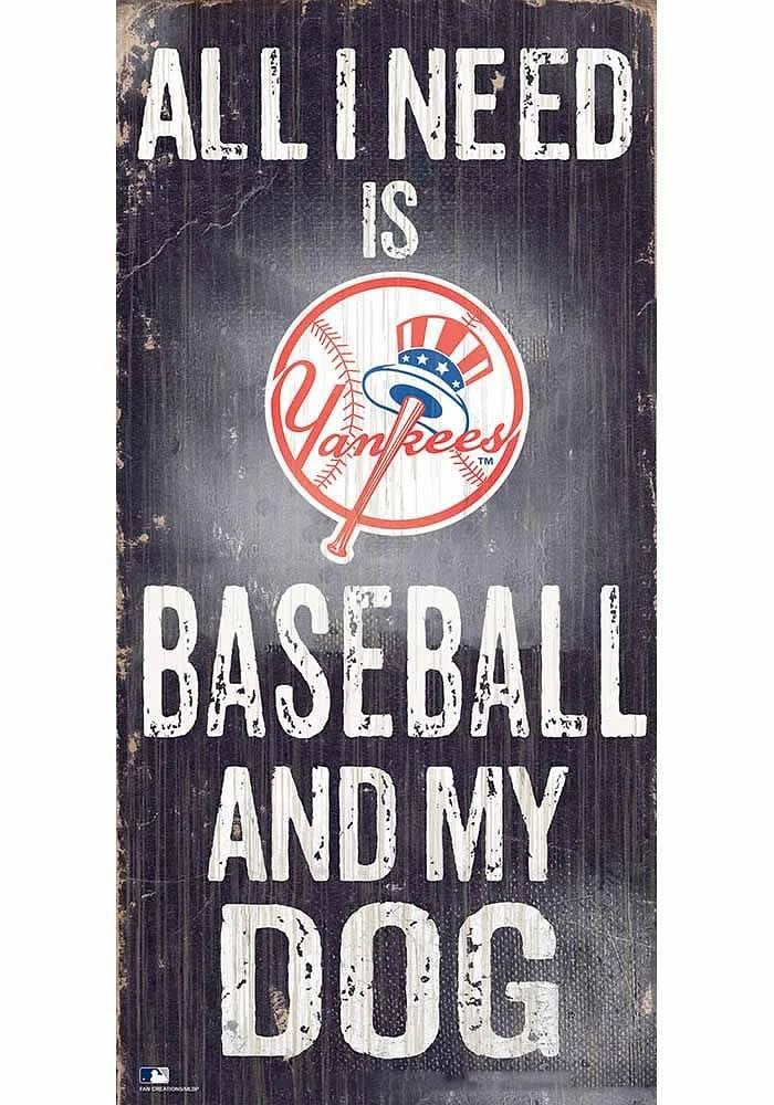 New York Yankees Baseball and My Dog Sign - Blue