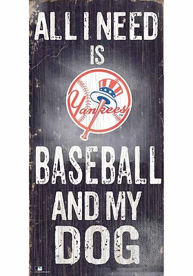 New York Yankees Baseball and My Dog Sign - Blue