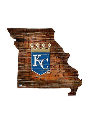 Kansas City Royals Distressed State 24 Inch Sign - Brown