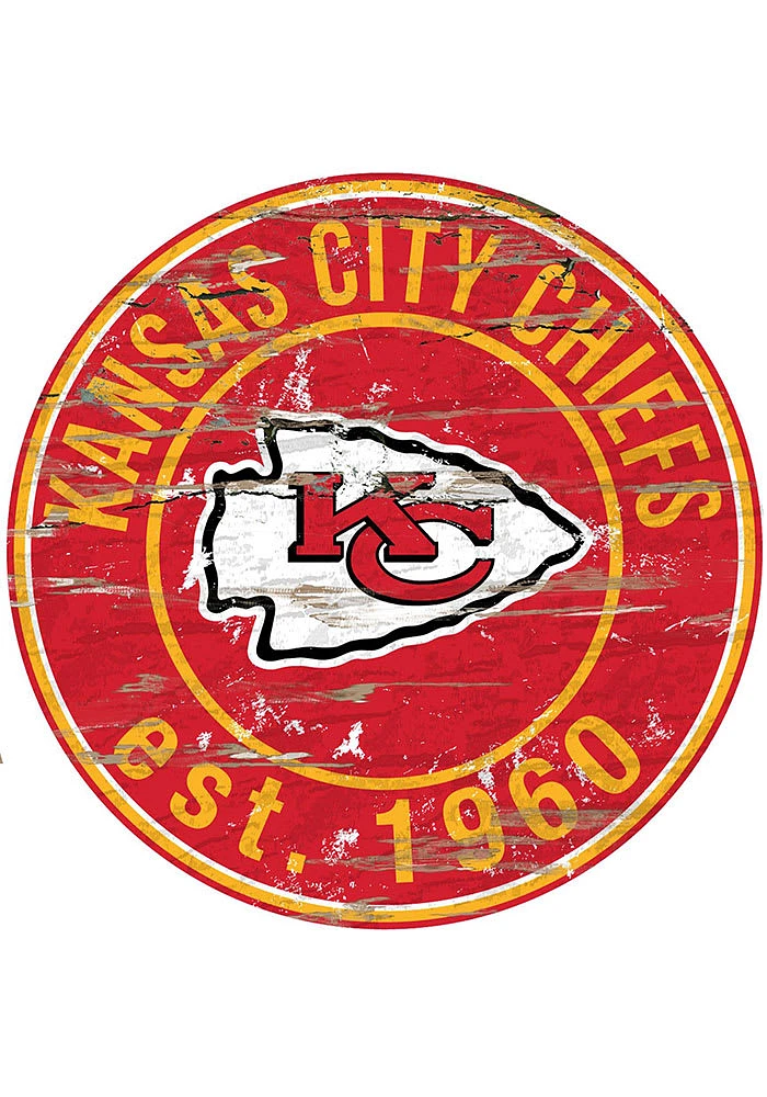 Kansas City Chiefs Established Date Circle 24 Inch Sign - Red